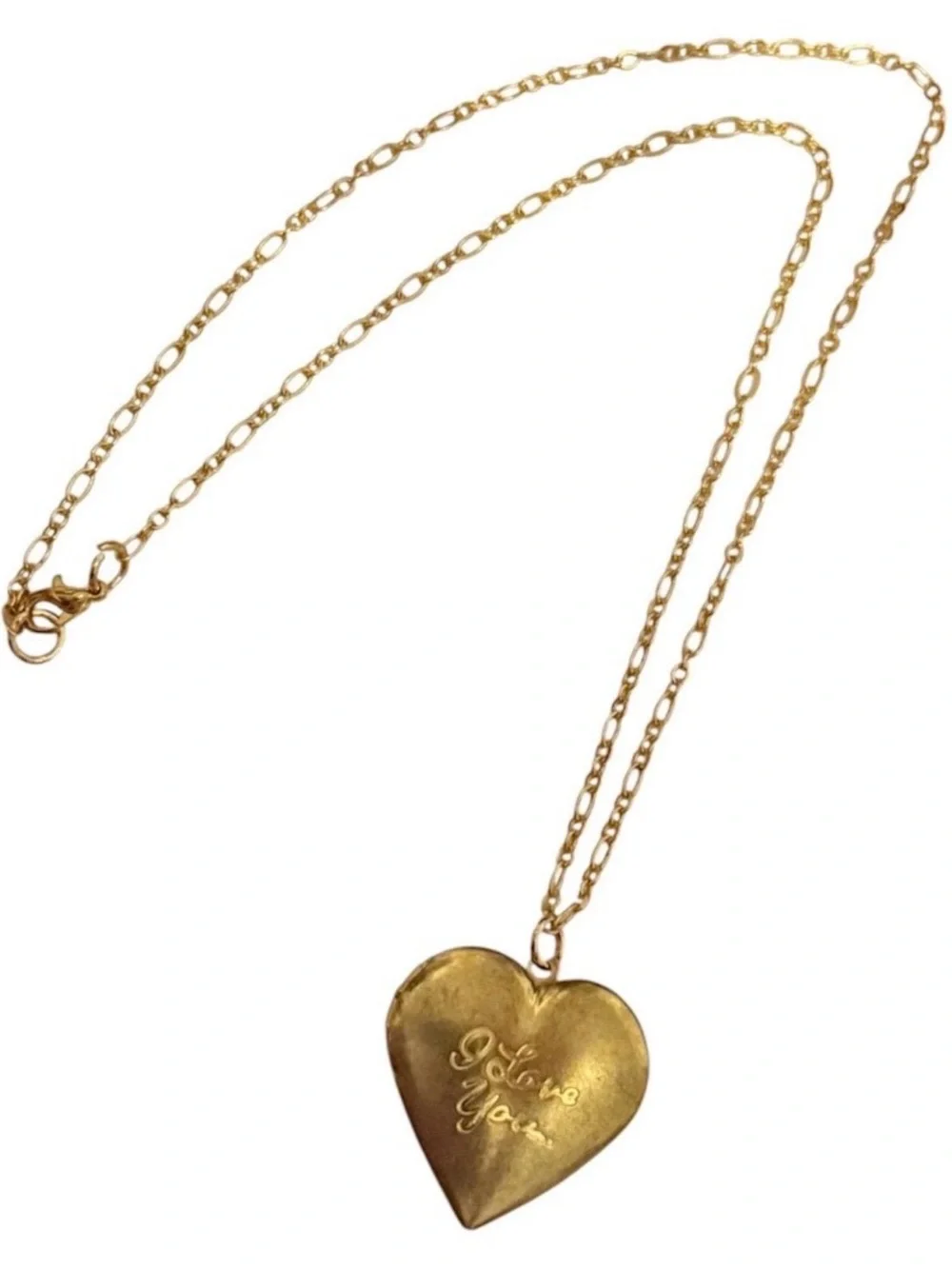 Vintage‎ Oversized I Love You Heart Locket Pendant Necklace, Functional Locket